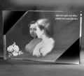 Glazen blackline 2d kristalplaat portret roos en tekst 18x13x2 cm â‚¬ 159,00